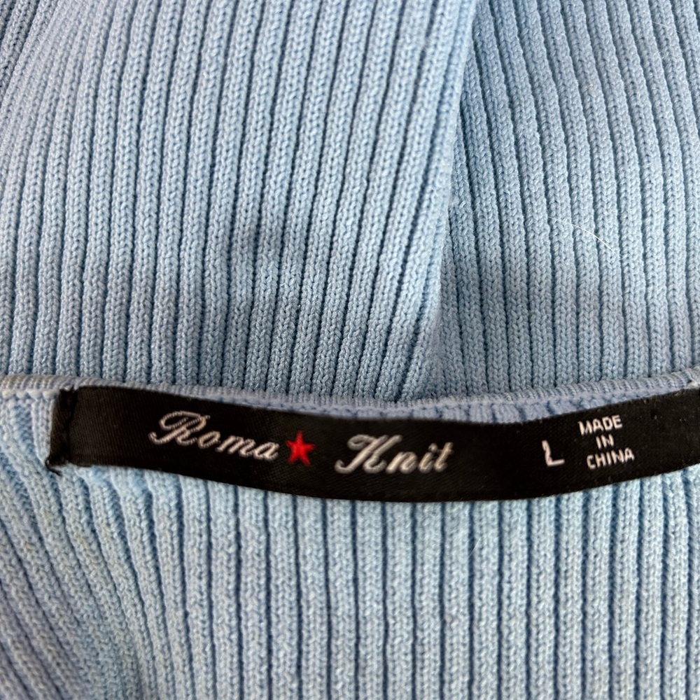 Roma Light Blue Ribbed Crop Top - Picture 3 of 5